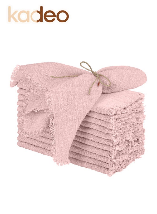 kadeo Handmade Cloth Napkins, 100% Cotton-linen Napkins with Fringe, Delicate Handmade Cloth Napkins for Dinners, Parties, Weddings and More 43*43CM - Image 1